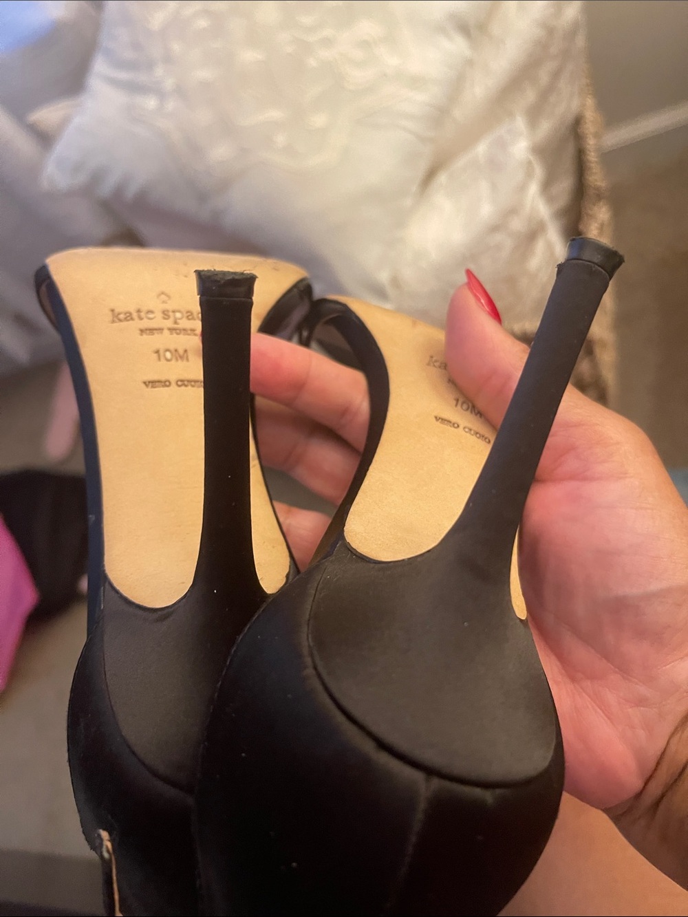 kate spade Black Satin Crystal-Embellished Ankle-Strap Heels - Picture 7 of 9